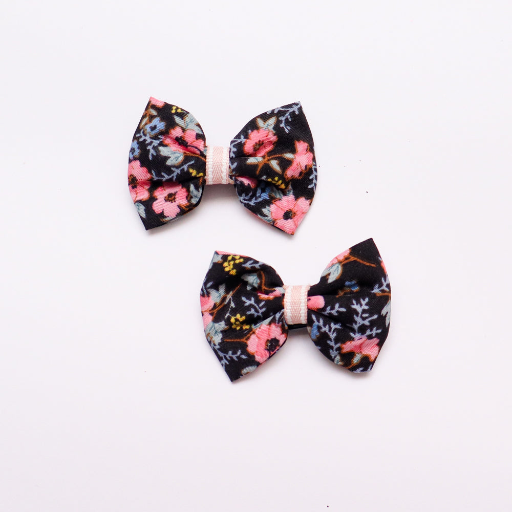 Floral-Patterned Bow Hairclips