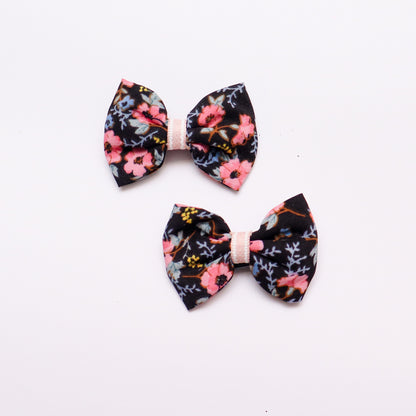 Floral-Patterned Bow Hairclips