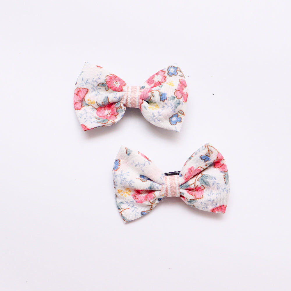 Floral-Patterned Bow Hairclips