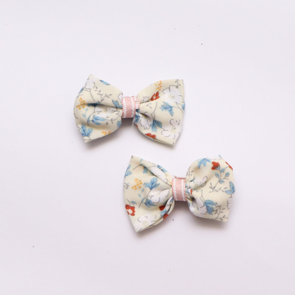 Floral-Patterned Bow Hairclips