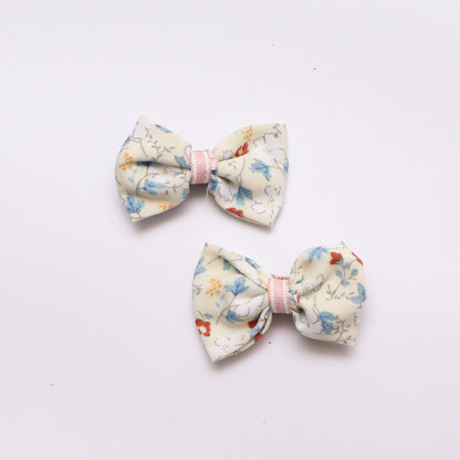 Floral-Patterned Bow Hairclips