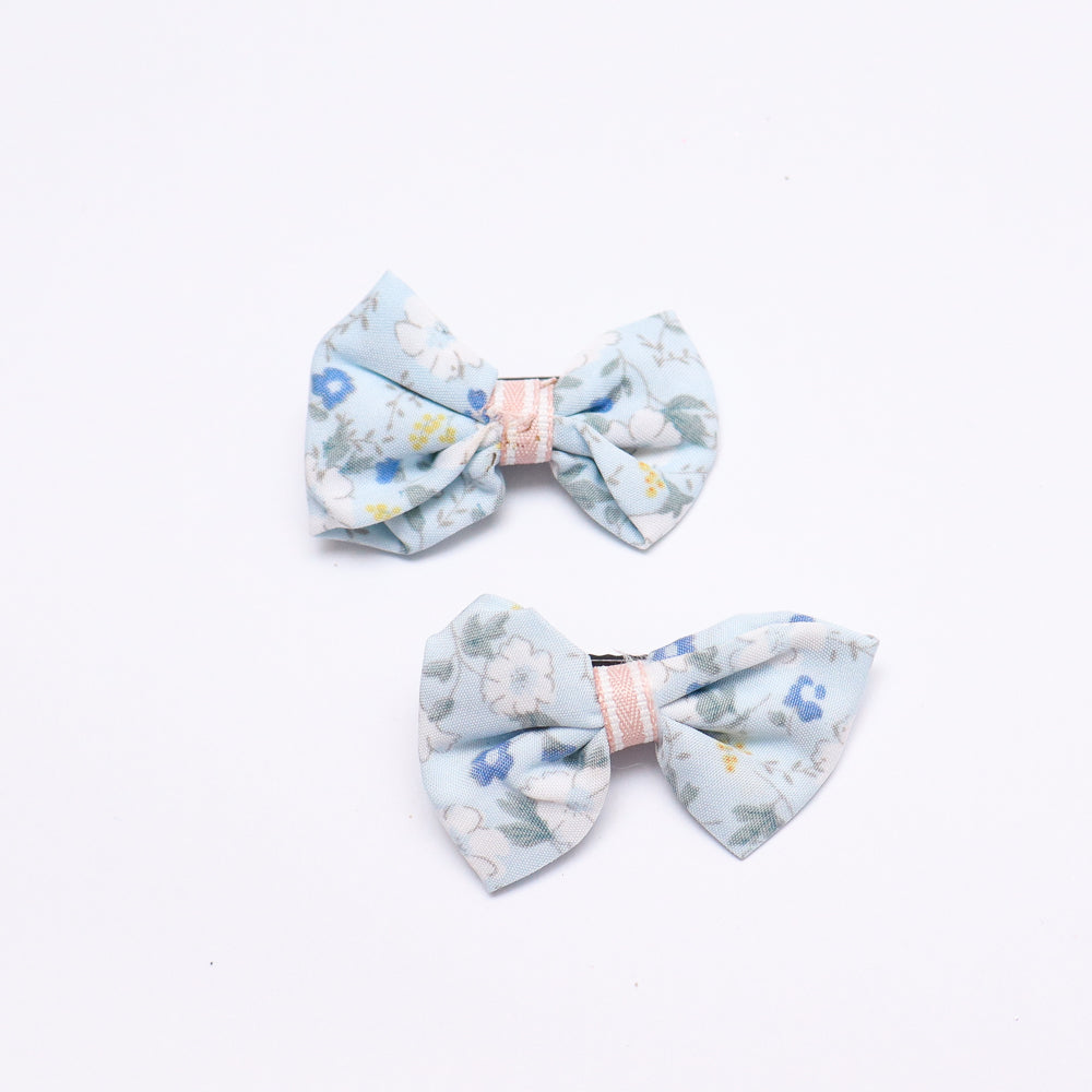 Floral-Patterned Bow Hairclips