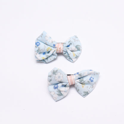 Floral-Patterned Bow Hairclips