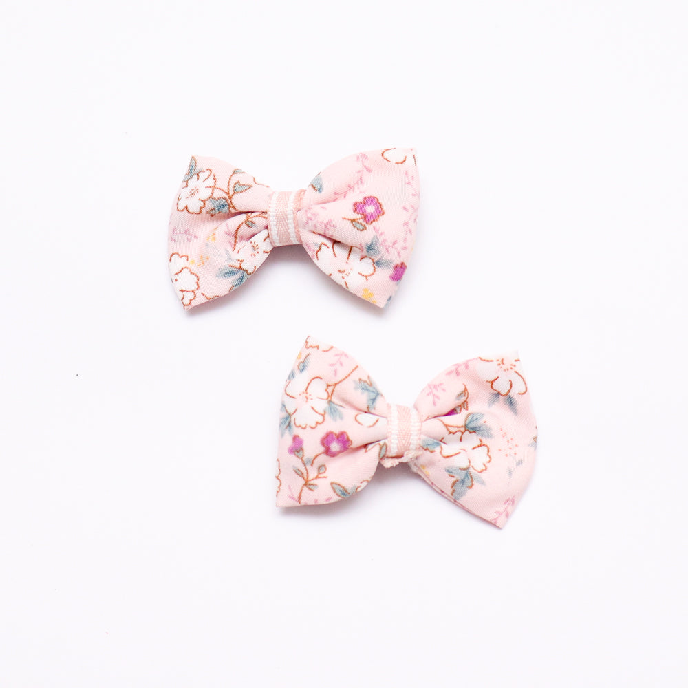Floral-Patterned Bow Hairclips