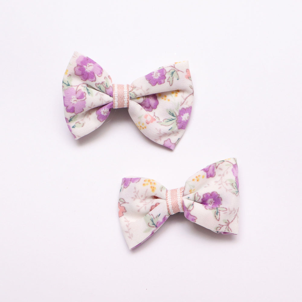 Floral-Patterned Bow Hairclips