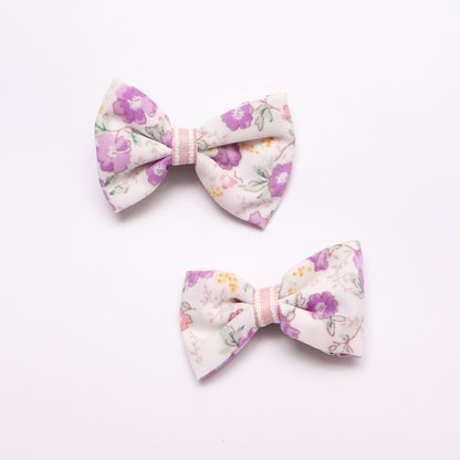 Floral-Patterned Bow Hairclips