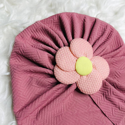 Dusty Rose Pink Floral Baby Turban Cap
