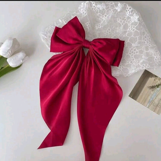 Maroon double bow knot hairclip