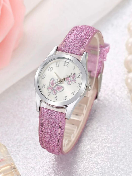 Pink Butterfly theme girls watch