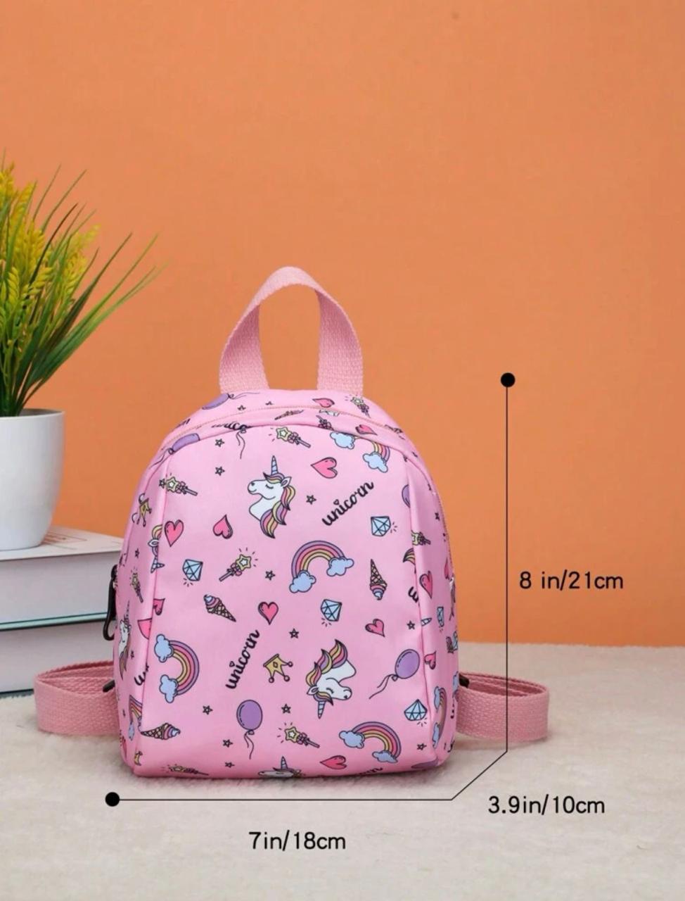 Pink multi graphic bagpack