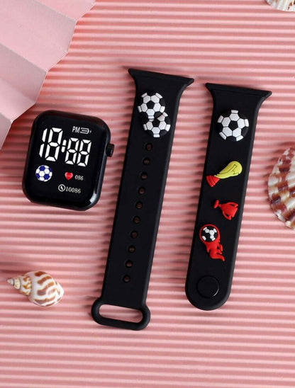 Black football theme smart watch