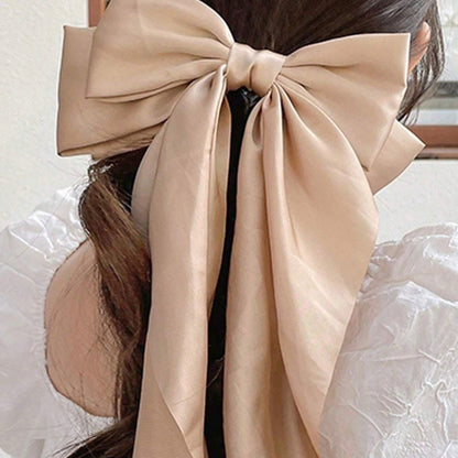 beige double bow knot hairclip