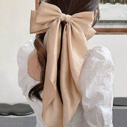 beige double bow knot hairclip