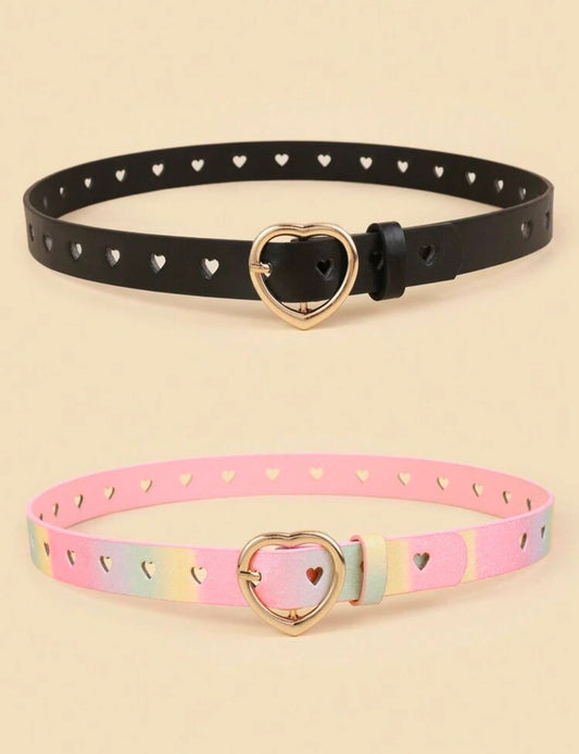 heart shape buckle leather belt