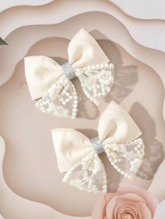 offwhite bowknot net hairclip