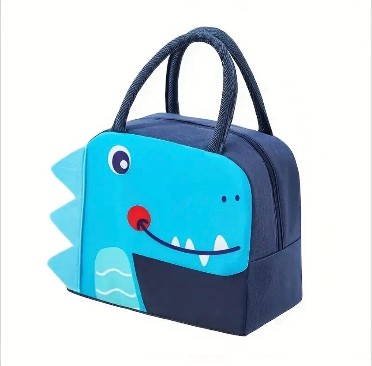 blue dino lunch bag