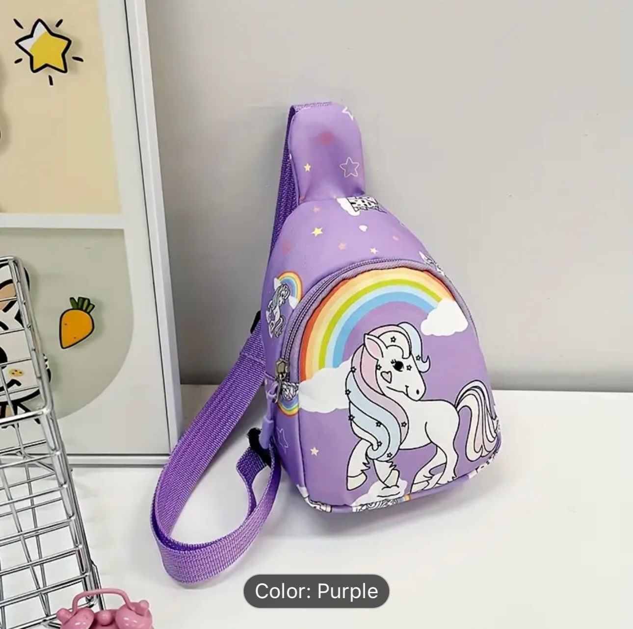 Purple Unicorn Crossbody Bag
