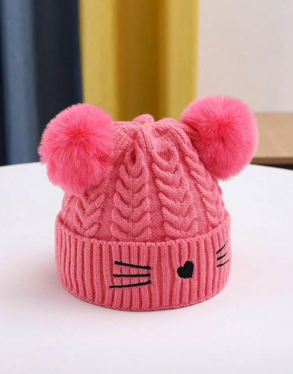 Pink girls winter cap