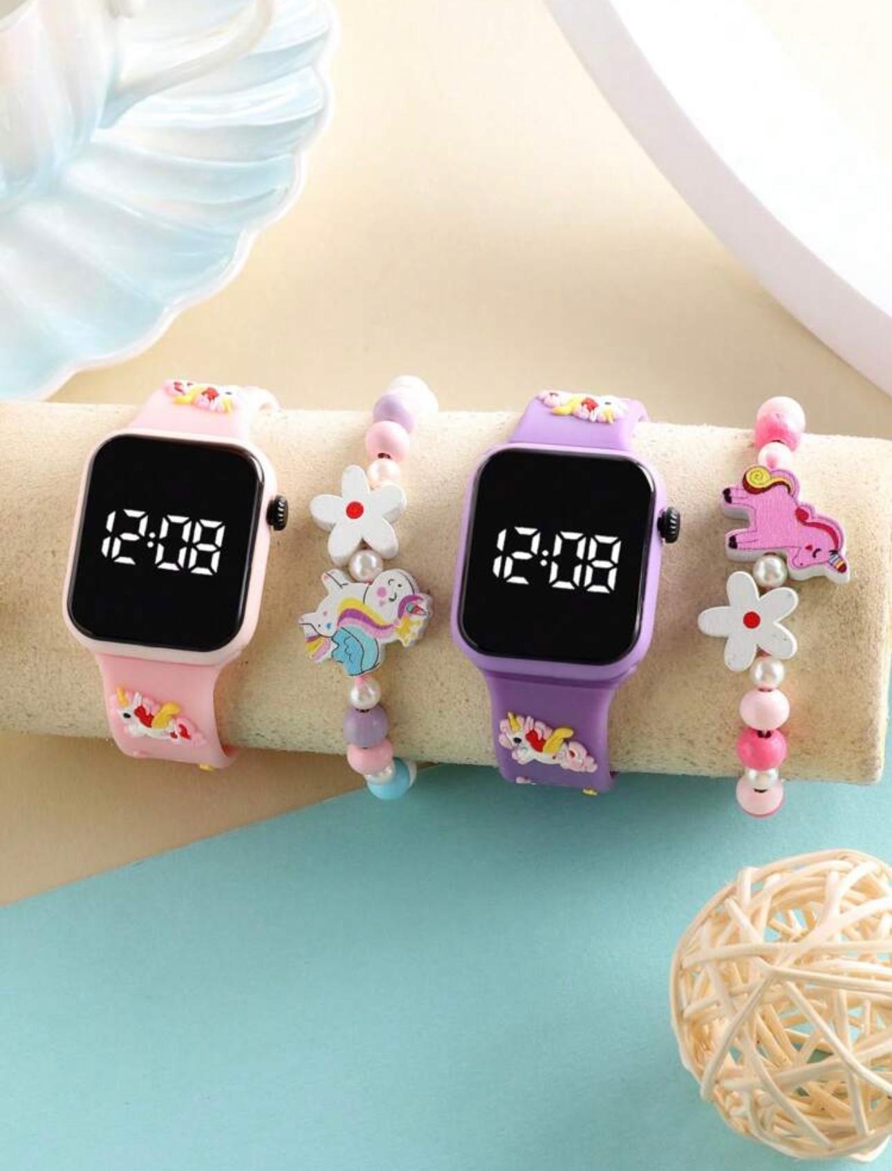 Unicorn Smartwatch with Beaded Bracelet