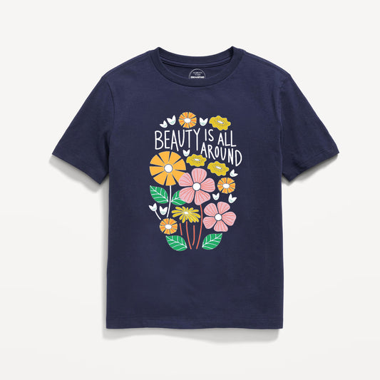 Navy Floral Graphic T-Shirt